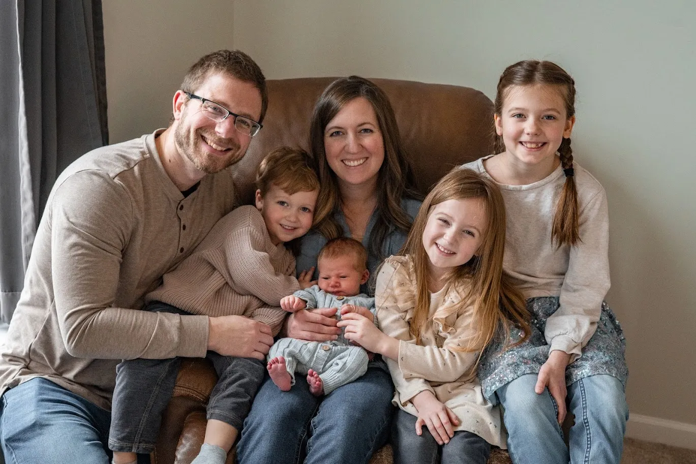 Jordan Habel with his wife and four children